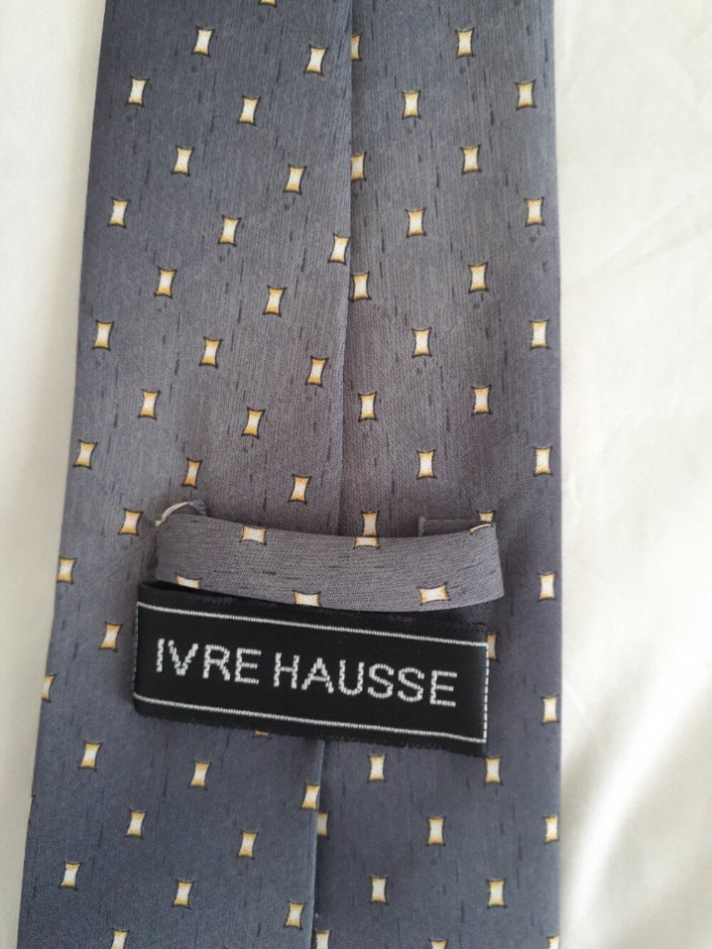 Ivre Hausse Men's tie grey small square pattern - Picture 3 of 3